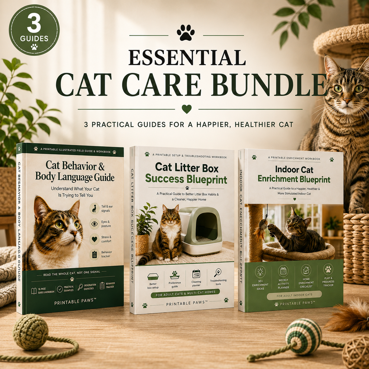 Essential Cat Care Bundle | 3 Practical Guides for a Happier, Healthier Cat
